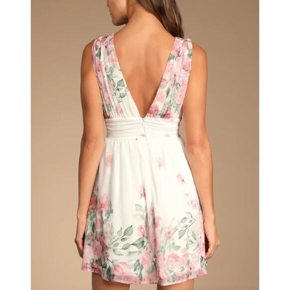 Garden Wanderings White Floral Print Sleeveless Mini Dress Size Small - Picture 2 of 7